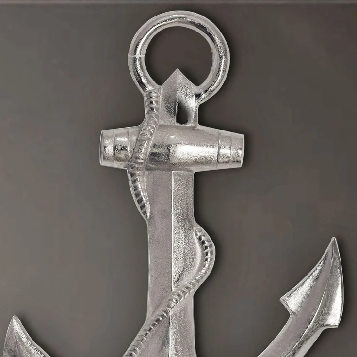 Wohnling Deko Anker 70cm Silber Aluminium Maritim Wanddekoration Modern Silbern 47x4x70 cm – Bild 6