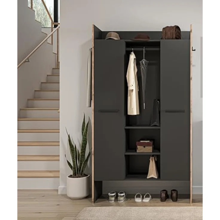 Garderobenschrank >Bueno< in Basalt - 105x189x37cm (BxHxT) – Bild 6