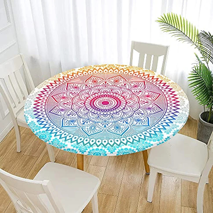 FANSU Runde Tischdecke Garten Abwaschbar, 3D Motiv Serie Polyester Fleckschutz Tischdecken Größe wählbar für Gartentisch, Outdoor in Kiche, Haushalt & Wohnen (Böhmen,200cm) – Bild 2