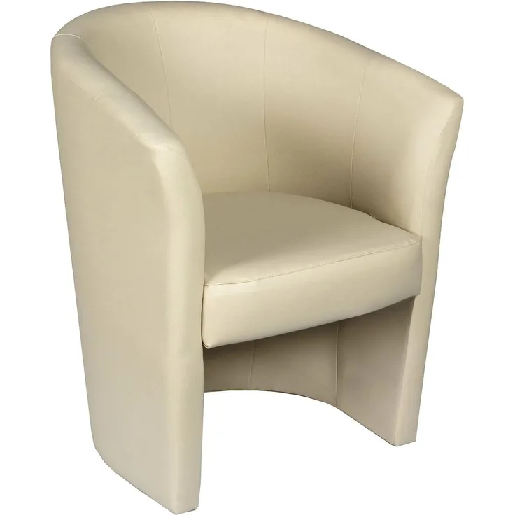 Dmora - Sessel Abrera, Wohnzimmersessel, gepolsterter Sitz, Stuhl mit Armlehnen aus Kunstleder, 64x63h76 cm, Beige