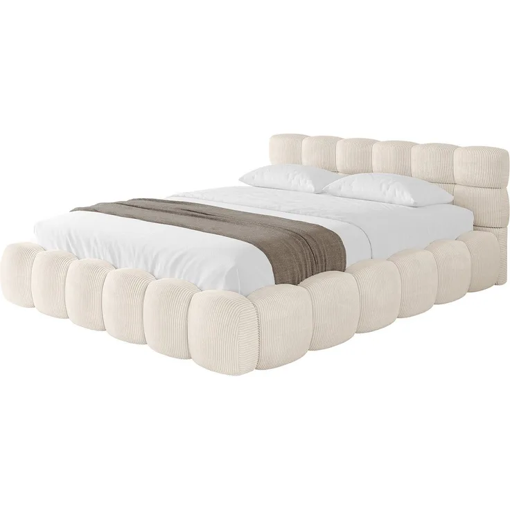 ALTDECOR Polsterbett LEYA-v1, Doppelbett mit Bettkasten und Lattenrost, Boxbett mit Matratze und gepolstertem Kopfteil, elegantes Design mit Stauraum