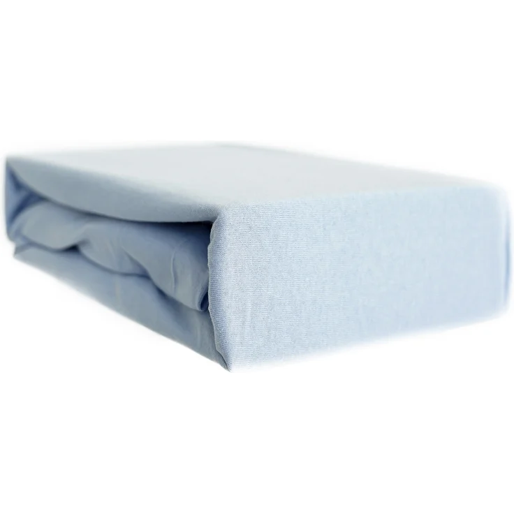 Jersey Spannbettlaken, 100% Baumwolle, 90-100x200 cm + 25 cm Rundumgummizug Hellblau – Bild 1