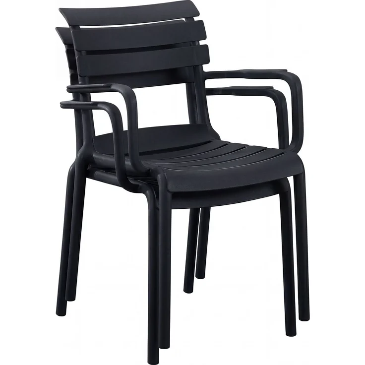 Gartenmöbel-Set NORA mit 2 Stühlen - 186x72x82cm, Kunststoff, Schwarz | Balkonset Gartenset Tisch mit Stühlen Bistroset Outdoor – Bild 6