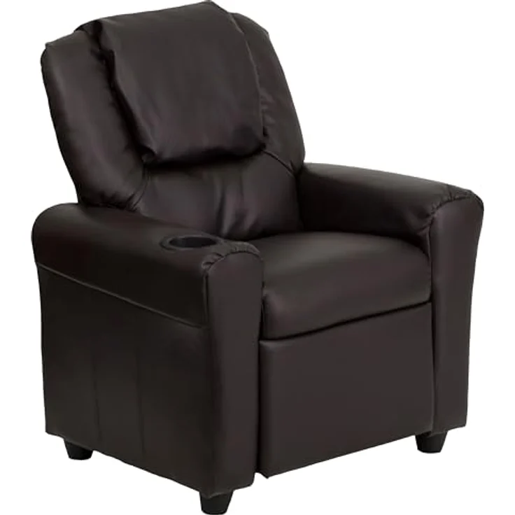 Flash Furniture Kids Recliner with Cup Holder, Leather, Brown LeatherSoft, Set of 1 – Bild 2