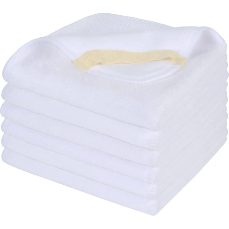 SINLAND 6 Stück Mikrofaser Gesichtstücher Waschbar Abschminktücher schnell trocknend Waschlappen saugfähig Gesichtsreinigungstücher weiches Make up Entferner Tücher, 30,5 x 30,8 cm Weiß