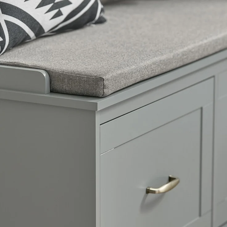 SoBuy FSR131-HG Schuhbank, MDF, Lackiert, Grau, 100 x 48 x 38 cm – Bild 4