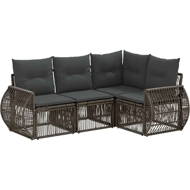 vidaXL Gartensofa-set 4 stk. 4-Sitzer Grau und Dunkelgrau Poly-Rattan 3435410 – Bild 2