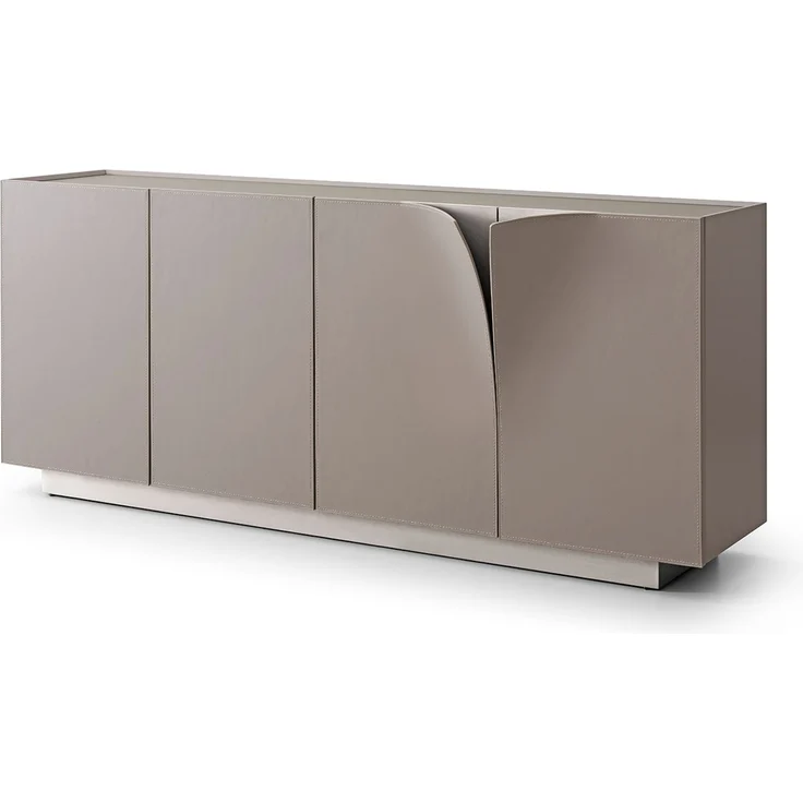 KAWOLA Sideboard EMMA Kunstleder grau Fuß Edelstahl gebürstet 78 x 42 x 180 cm – Bild 3