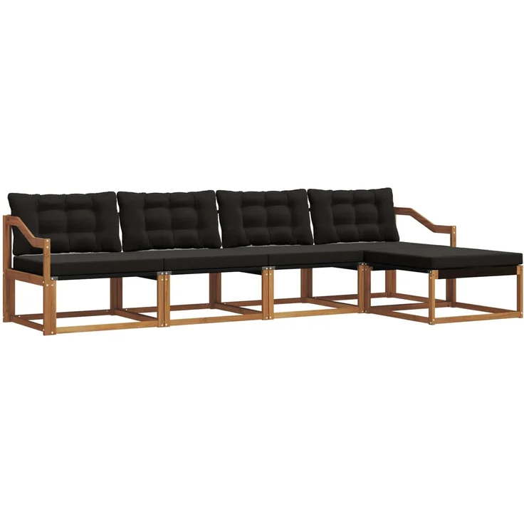 vidaXL Outdoor-Sofagarnitur 5 stk. 5-Sitzer Natur und Schwarz 3369371 – Bild 2