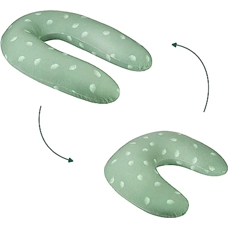 Babymoov Stillkissen 2 in 1 B-Love, Mikroperlen-Füllung mit 2 Organic-Bezügen, Wind Green – Bild 1