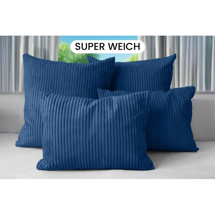 Amilian Dekokissen Sofakissen Cord-Optik 4er Set mit Füllung 2x 40x40 + 2x 35x45 cm, mit Füllung, Hotelverschluss, formstabil – Bild 2