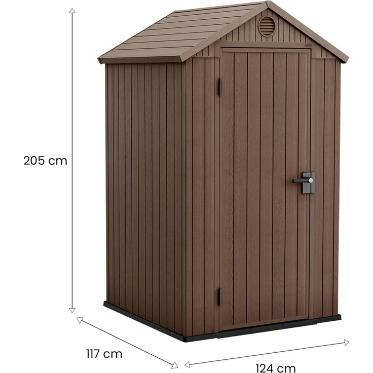 Dmora Gartenhaus Osoyoos, Gartenhütte, Gartenhaus, Werkzeugschuppen, 124x117 h205 cm, Braun – Bild 3