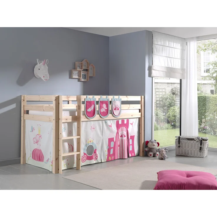 Kinderbett Karolina 210x114x106 Massivholz Natur Textilset Princess 3 – Bild 2