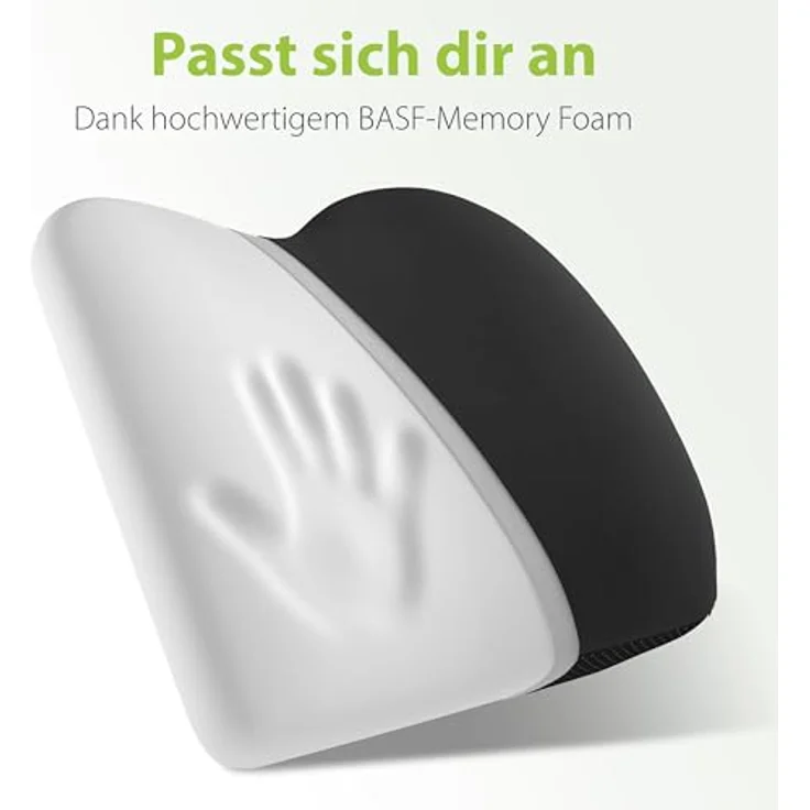 feela.® Ergonomisches Rückenkissen für Auto- und Bürostühle | Gedächtnisschaum-Lordosenstütze mit verstellbaren Gurten, Schwarz – Bild 3