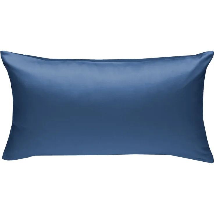 Bettwaesche-mit-Stil Mako-Satin / Baumwollsatin Bettwäsche uni / einfarbig Jeans Blau Kissenbezug 40x80 cm