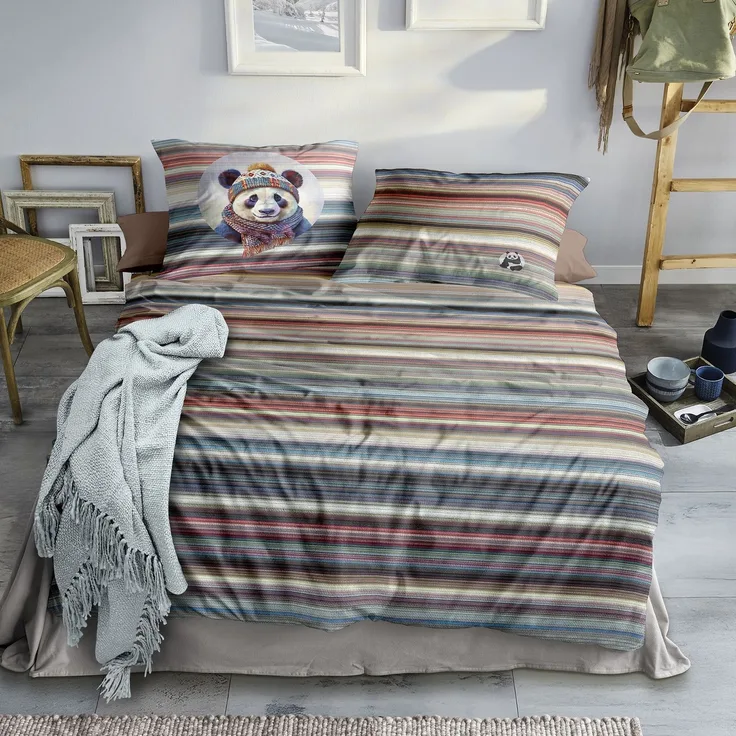 Irisette Flausch Cotton Bettwäsche Zobel 8705-90 Panda bunt 135x200
