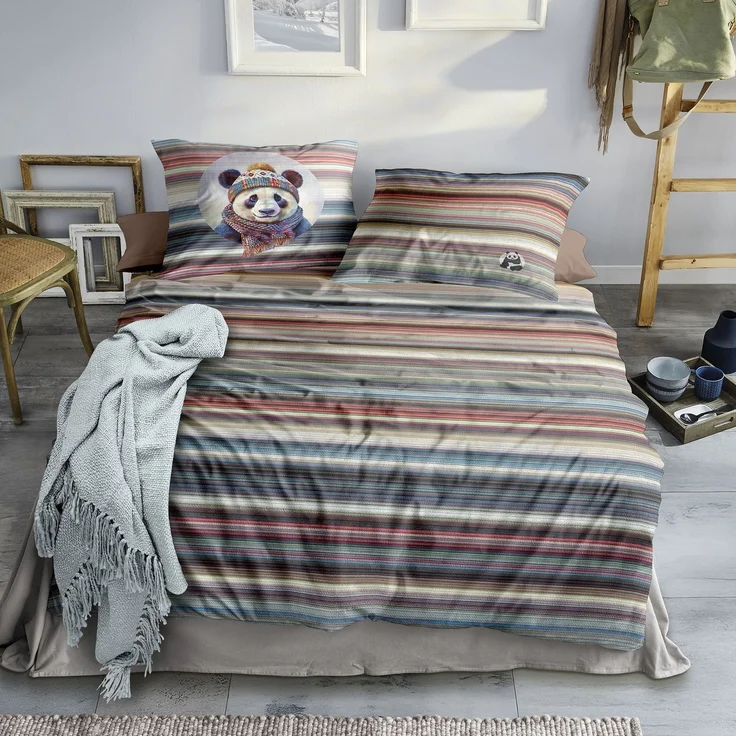 Irisette Flausch Cotton Bettwäsche Zobel 8705-90 Panda bunt 135x200 – Bild 1