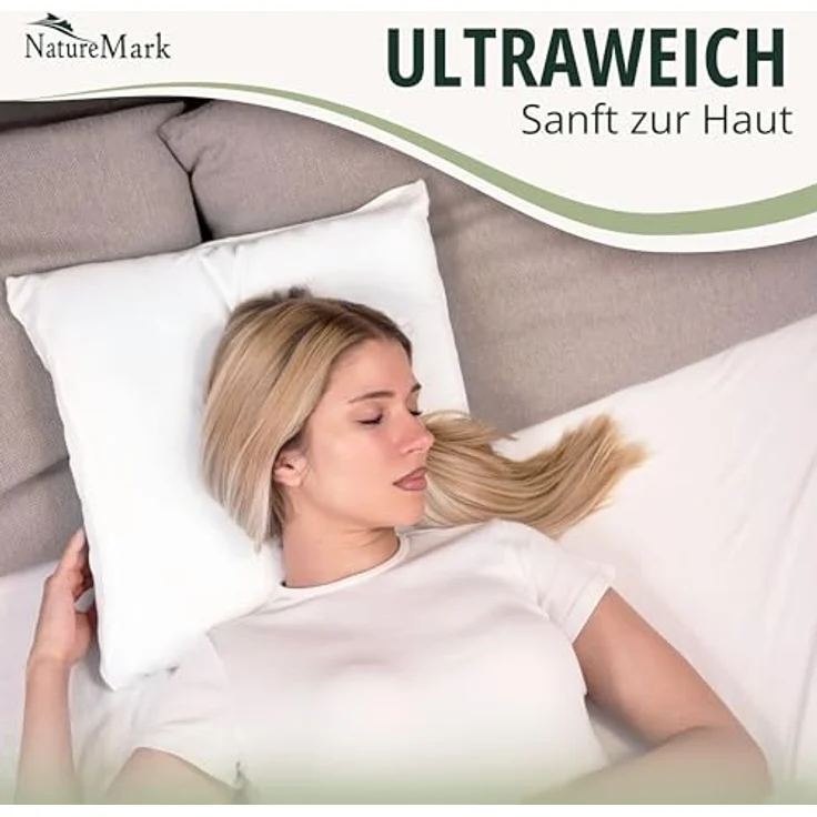 NatureMark 2er Pack Jersey Kissenbezug Kissenhülle Kissenbezüge Seitenschläferkissen Nackenkissen viele Größen und Farben (80x80 cm, Weiß) – Bild 5