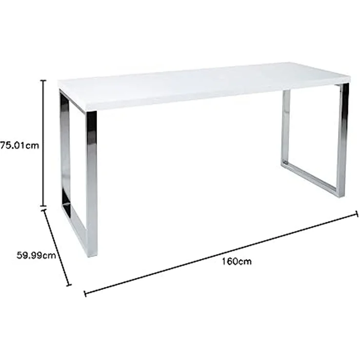 riess-ambiente Schreibtisch WHITE DESK 160cm weiß / silber, Arbeitszimmer · Hochglanz · Modern Design · Metall · Home Office – Bild 2