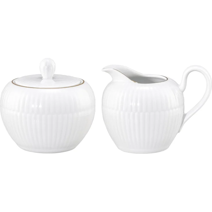 Seltmann Weiden Amina Milch- & Zucker-Set 2-teilig (groß) Weiß mit Goldrand – Bild 1
