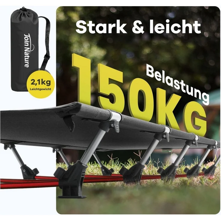 HOMECALL Feldbett Ultraleichtes Campingbett lappbar Faltbetten für Erwachsene für Zelten (Campingliege 150 kg Belastbar) für Zelten, Wandern, Outdoor, Büro Mittagspause, Gästebett Join Nature – Bild 2