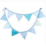 Oblique-Unique® Bunte Wimpel Girlande Baumwolle Wimpelkette Doppelseitig Farbenfroh Drinnen & Draußen - Motiv wählbar (Hellblau)