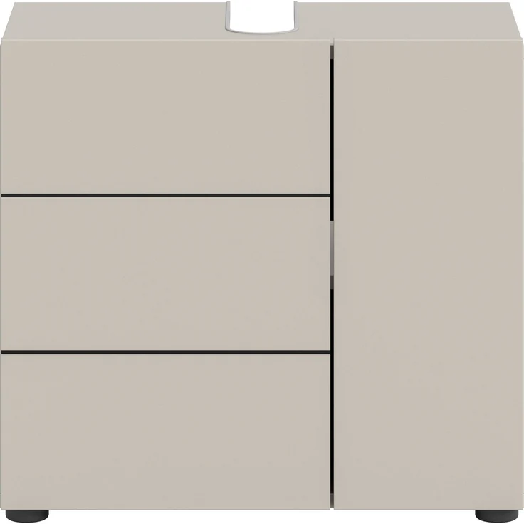 Waschbeckenunterschrank (B/H/T: 60x56x34 cm) in Kaschmir Nachbildung und schwarz – Bild 2