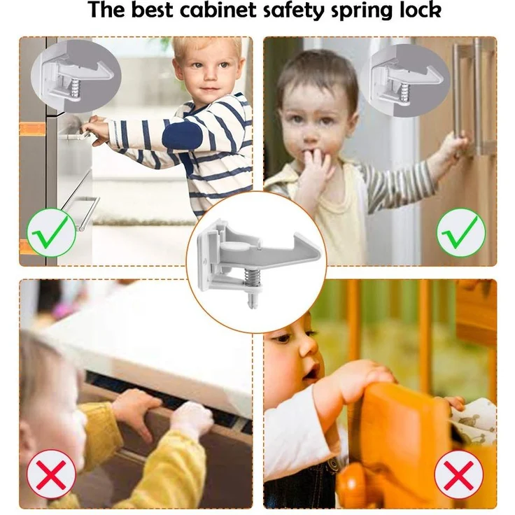 Surplex 10er Pack Kindersicherung Schrank Schloss, Baby Sicherheit unsichtbare Schranksicherung für Schubladen und Schranktüren, Montage ohne Bohren und Schrauben (weiß) – Bild 3