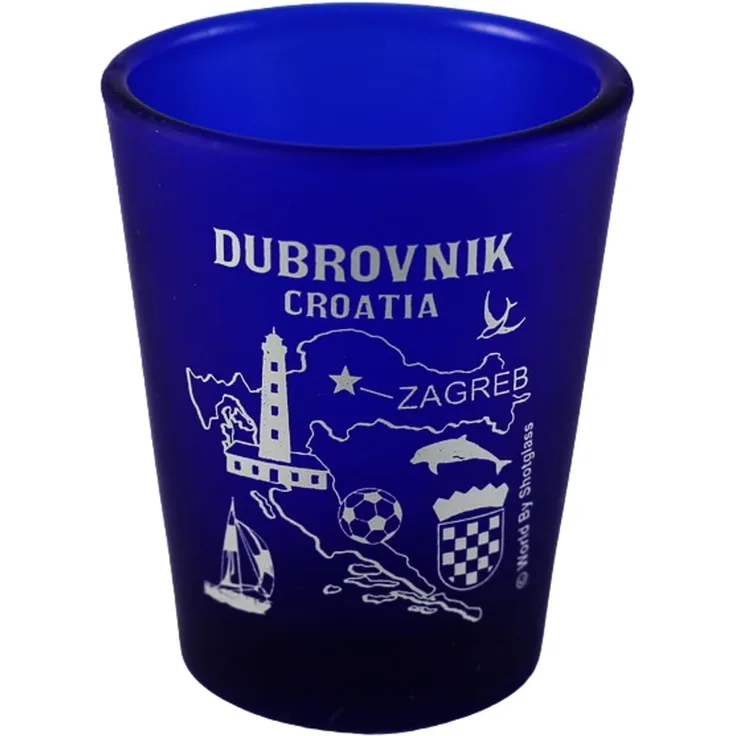 Dubrovnik Croatia Cobalt Blue Frosted Shot Glass by World By Shotglass