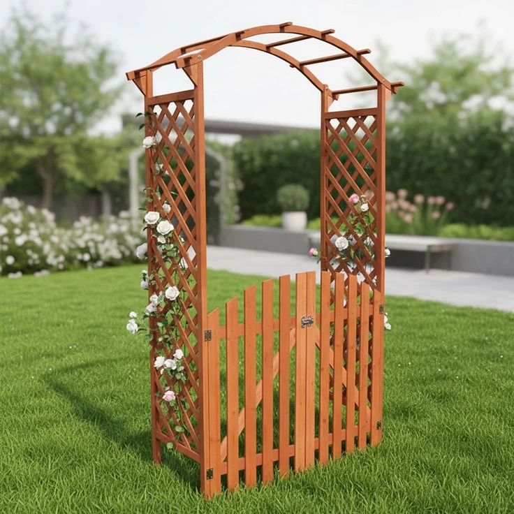 Rosenbogen Pergola Torbogen holz Rankhilfe Spalier Blumenkübel Tür Tor NEU – Bild 1
