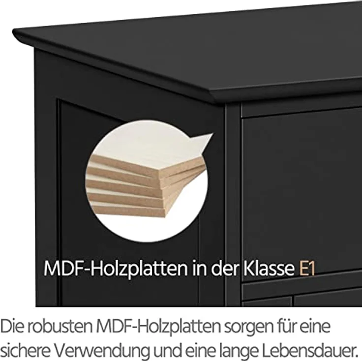 Yaheetech Nachtschrank Nachtkommode Boxspringbett Nachttisch mit 1 Schublade und verstellbarem Einlegeboden Moderner Beistelltisch für Schlafzimmer/Wohnzimmer 40 x 35 x 60 cm, Schwarz – Bild 9