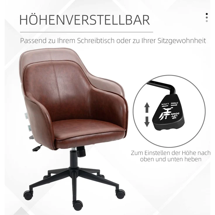 MELAYR, Bürostuhl, höhenverstellbar, Drehfunktion, 58.5 cm x 62 cm x 91 cm, Braun – Bild 6