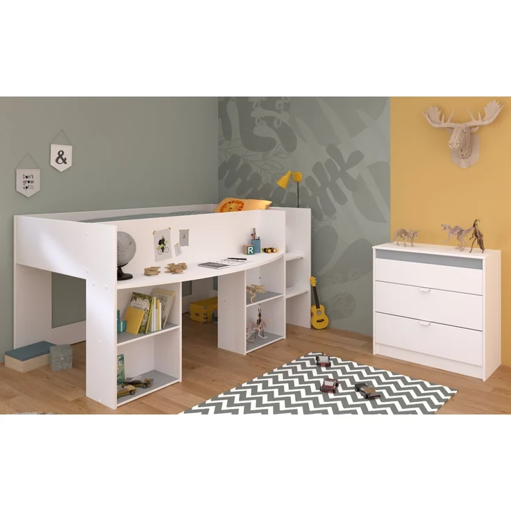 Jugendzimmer-Set >Pirouette 16< (2-teilig) in Weiss, mit drehbaren Elementen in Rosa oder Grau – Bild 3