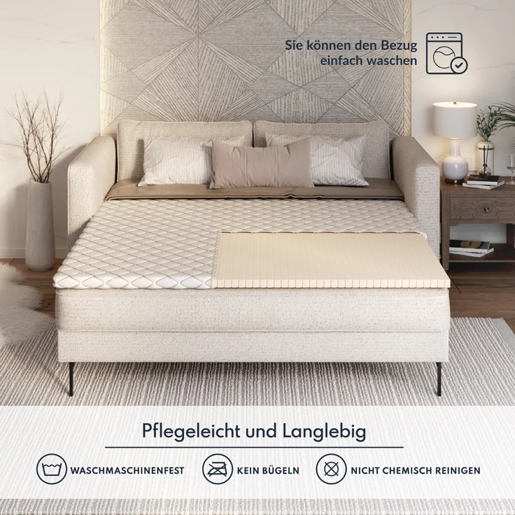 Topper 200x200 cm Matratzenauflage mit Latex Höhe 4 cm Matratzenschoner H2 – Bild 5