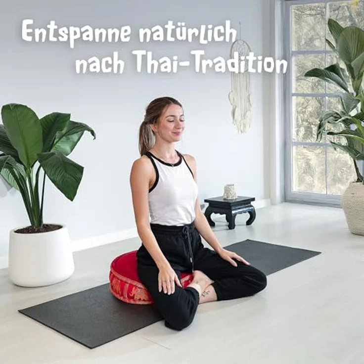 livasia Meditationskissen Zafukissen groß (Deluxe) vegan und handgefertigt, 44x15cm, Kapok – Bild 7