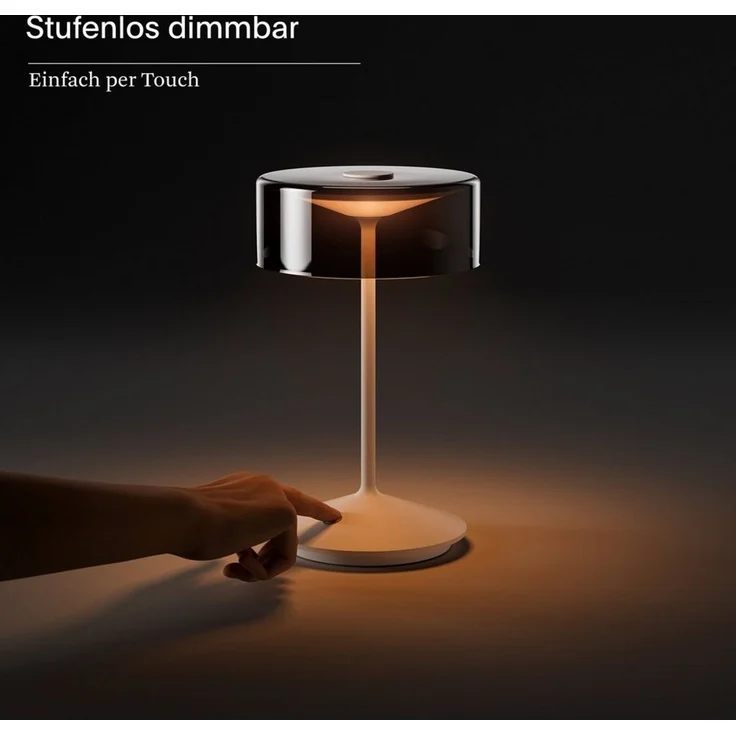 SIGOR LED Tischleuchte Akku-Glasleuchte NUMOTION nachtschwarz, Dimmbar, LED fest integriert, Warmweiß – Bild 4