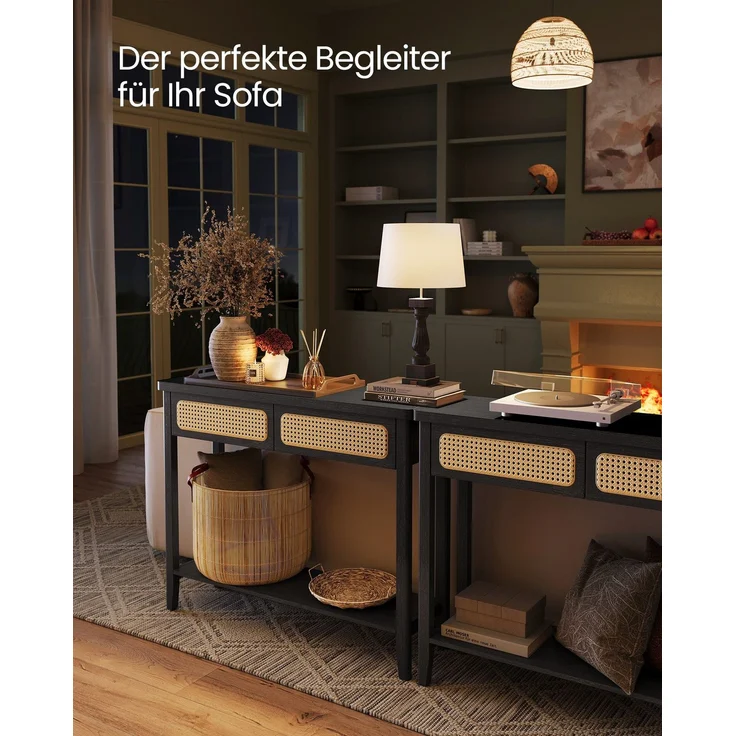Vasagle Konsolentisch, Flurtisch, Flur Möbel, schmaler Sofatisch für Wohnzimmer, mit 2 Schubladen – Bild 3
