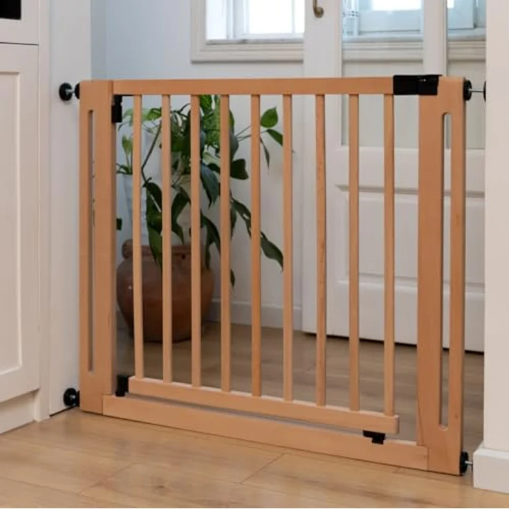 Safetots Naturholz Elegance Treppenschutzgitter, Natur, 87cm - 95cm, Druckmontage Sicherheitsgitter, 65cm Extra Breite Türöffnung, Einteiliges Extra Breites Gitter für Treppen, Flure und Türen – Bild 10