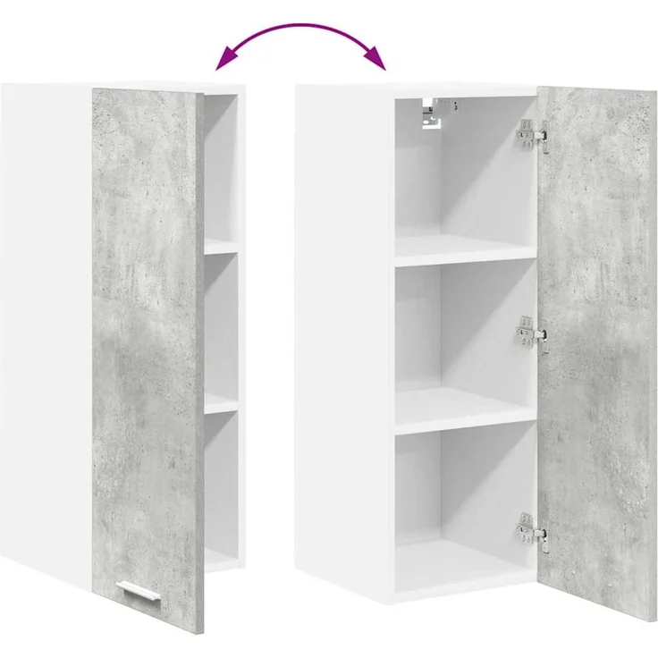 vidaXL Hängeschrank 2 stk. Betongrau und Weiß 30 x 31 x 80 cm 884249 – Bild 12