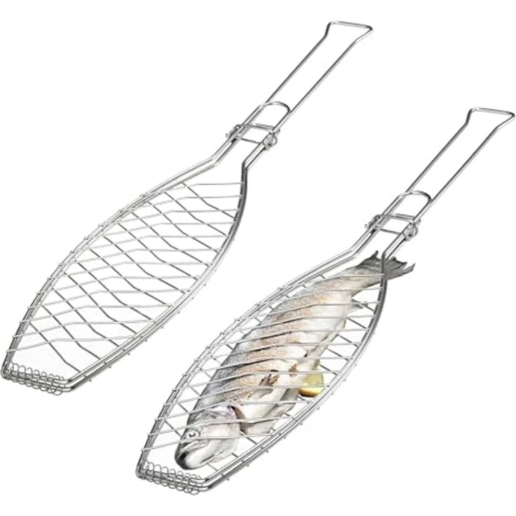 bremermann Grillguthalter Fischgriller, klappbarer Griff, Edelstahl, ca. 56,7 x 12,8 cm, (1-St) – Bild 1