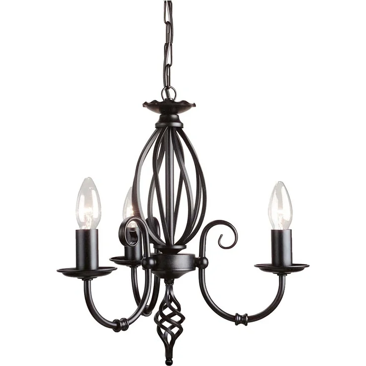 Kronleuchter, Hängelampe, Stahl, Schwarz, D 36 cm – Bild 1