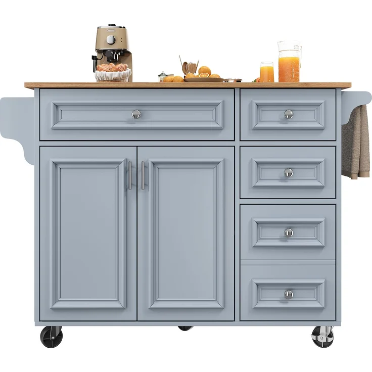 Abrihome Kücheninsel mit Stauraum 110x45-75x92 cm, Blau – Bild 6