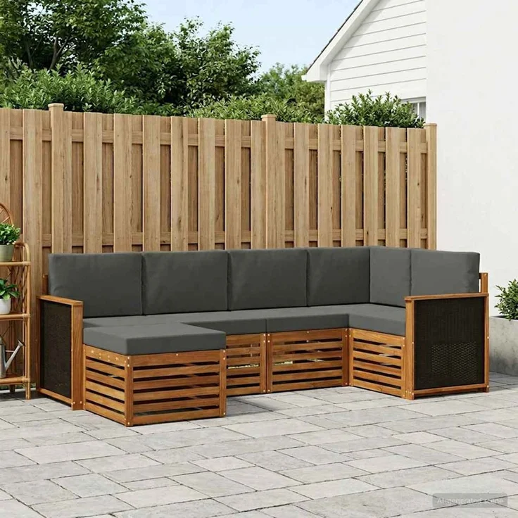 vidaXL Outdoor-Sofagarnitur 6 stk. 5-Sitzer Natur und Anthrazit 3384553 – Bild 1