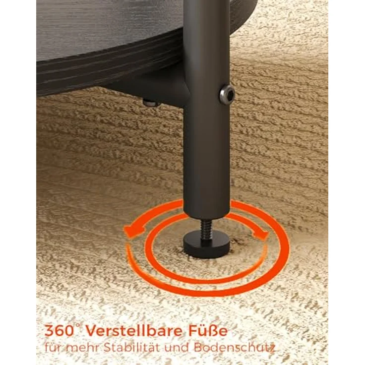 IRONCK Beistelltisch rund, Couchtisch mit Steckdose, Kleiner Tisch Holz, Wohnzimmertisch 2 Ablagen,Sofatisch,USB & Type-C-Anschluss, Metallrahmen, Nachttisch für Schlafzimmer (Schwarz, 1 Stück) – Bild 8