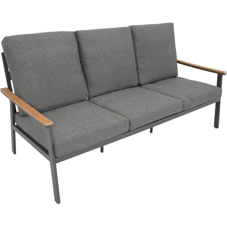 DEGAMO Gartenlounge-Set CALGARY 4-teilig, Aluminium anthrazit, Polster grau, extra grosse Ausführung – Bild 2