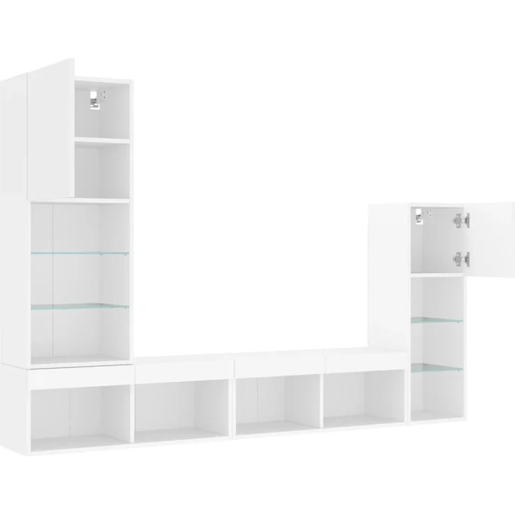 vidaXL 4-tlg. Wohnwand mit LED-Beleuchtung Weiß Holzwerkstoff 3216647 – Bild 6