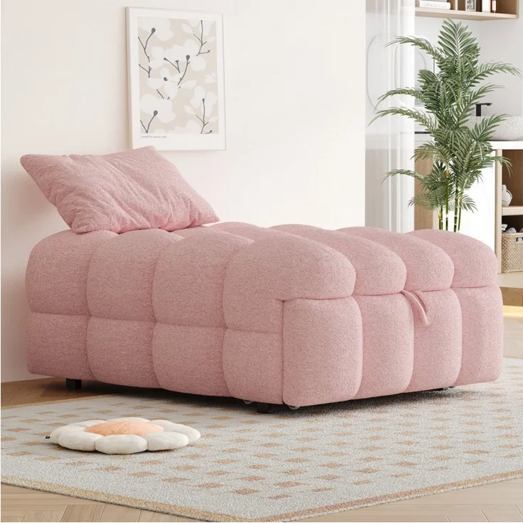 STILVORA Schlafsofa Ausziehbares sofa mit bettfunktion,sofas wohnzimmer,Puffy-Bett,rosa – Bild 1