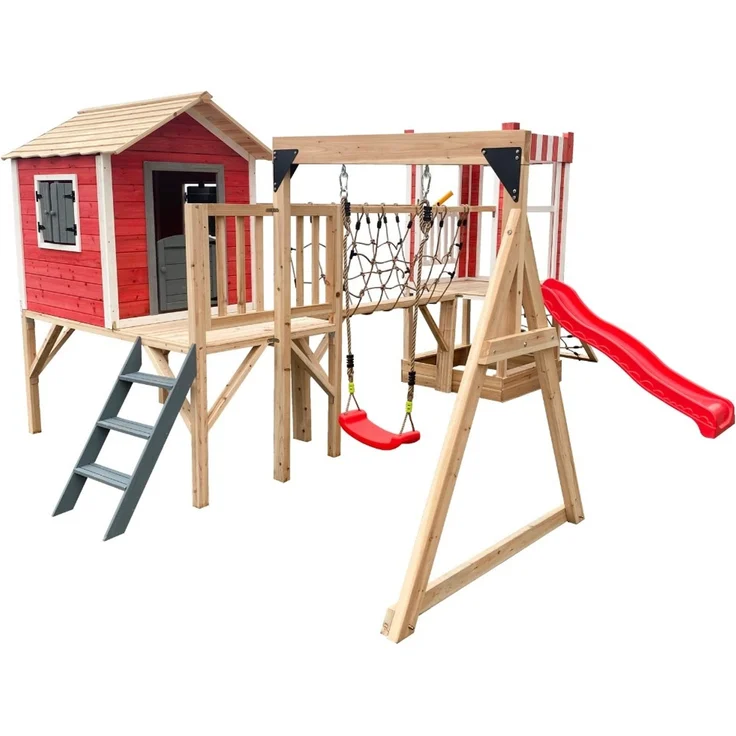 HOME DELUXE Spielpark inkl. Schaukel und Rutsche WUNDERLAND Rot - 555 x 340 cm – Bild 5