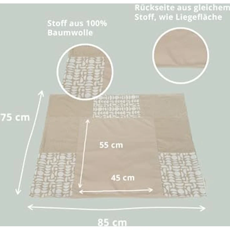 ULLENBOOM ® Wickelauflagenbezug 75x85 cm, Sand (Made in EU) - abnehmbarer Bezug für Wickelauflage 85x75, Baby Überzug für Wickelunterlage aus Baumwolle, Wickelbezug für Wickeltisch – Bild 3