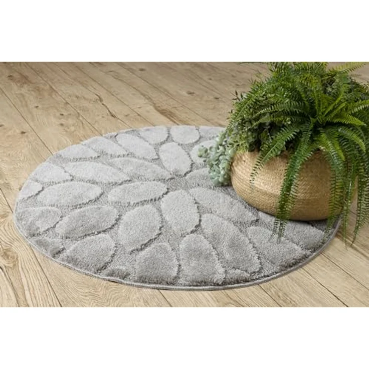 rugsx Badteppich SUPR Stones, rutschfest, weich und waschbar, grau Kreis 100 cm, für Fußbodenheizung geeignet – Bild 5